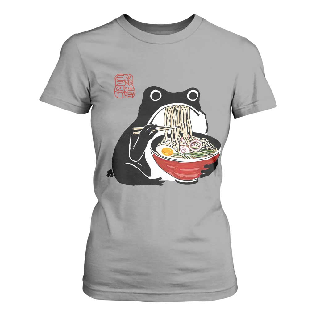 Funny Grumpy Frog Ramen T Shirt For Women Sumi-e Kawaii Ink Painting Japanese TS10 Sport Gray Print Your Wear