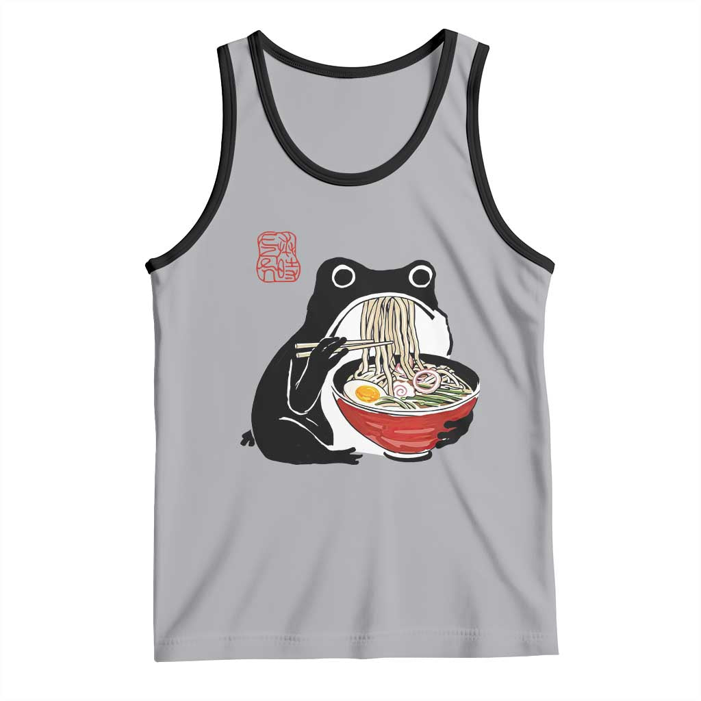 Funny Grumpy Frog Ramen Tank Top Sumi-e Kawaii Ink Painting Japanese TS10 Athletic Heather Black Print Your Wear
