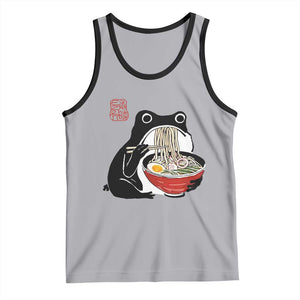 Funny Grumpy Frog Ramen Tank Top Sumi-e Kawaii Ink Painting Japanese TS10 Athletic Heather Black Print Your Wear