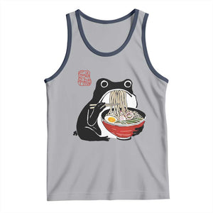 Funny Grumpy Frog Ramen Tank Top Sumi-e Kawaii Ink Painting Japanese TS10 Athletic Heather Navy Print Your Wear