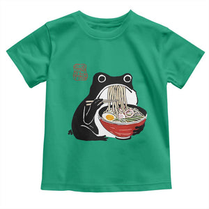 Funny Grumpy Frog Ramen Toddler T Shirt Sumi-e Kawaii Ink Painting Japanese TS10 Irish Green Print Your Wear