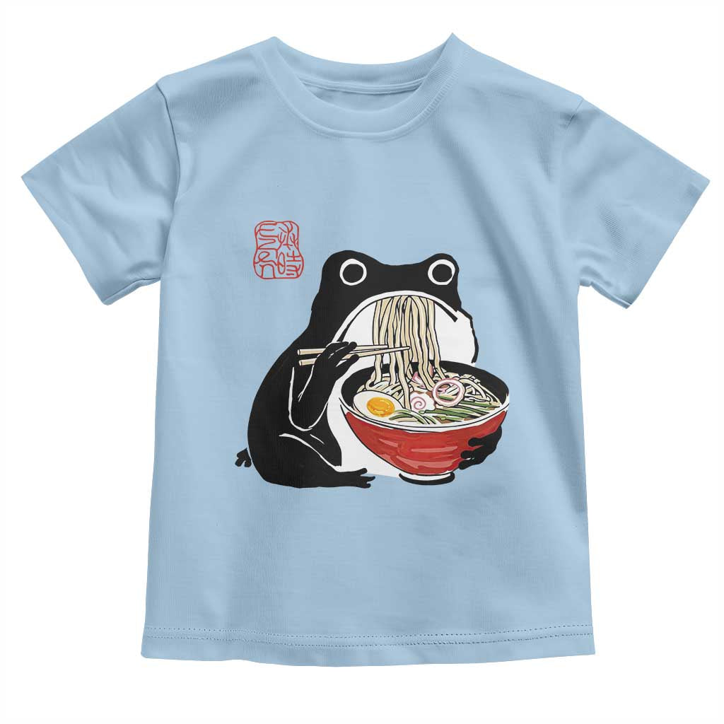 Funny Grumpy Frog Ramen Toddler T Shirt Sumi-e Kawaii Ink Painting Japanese TS10 Light Blue Print Your Wear