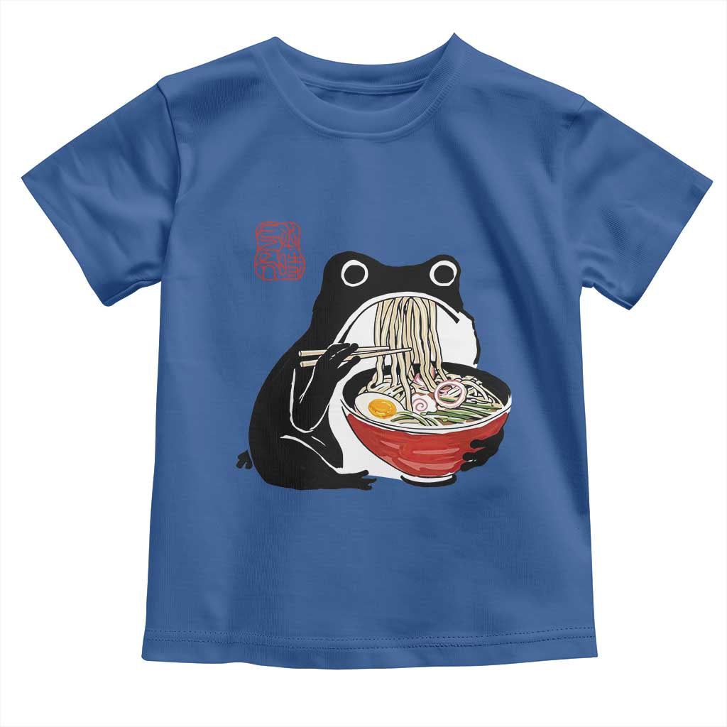 Funny Grumpy Frog Ramen Toddler T Shirt Sumi-e Kawaii Ink Painting Japanese TS10 Royal Blue Print Your Wear