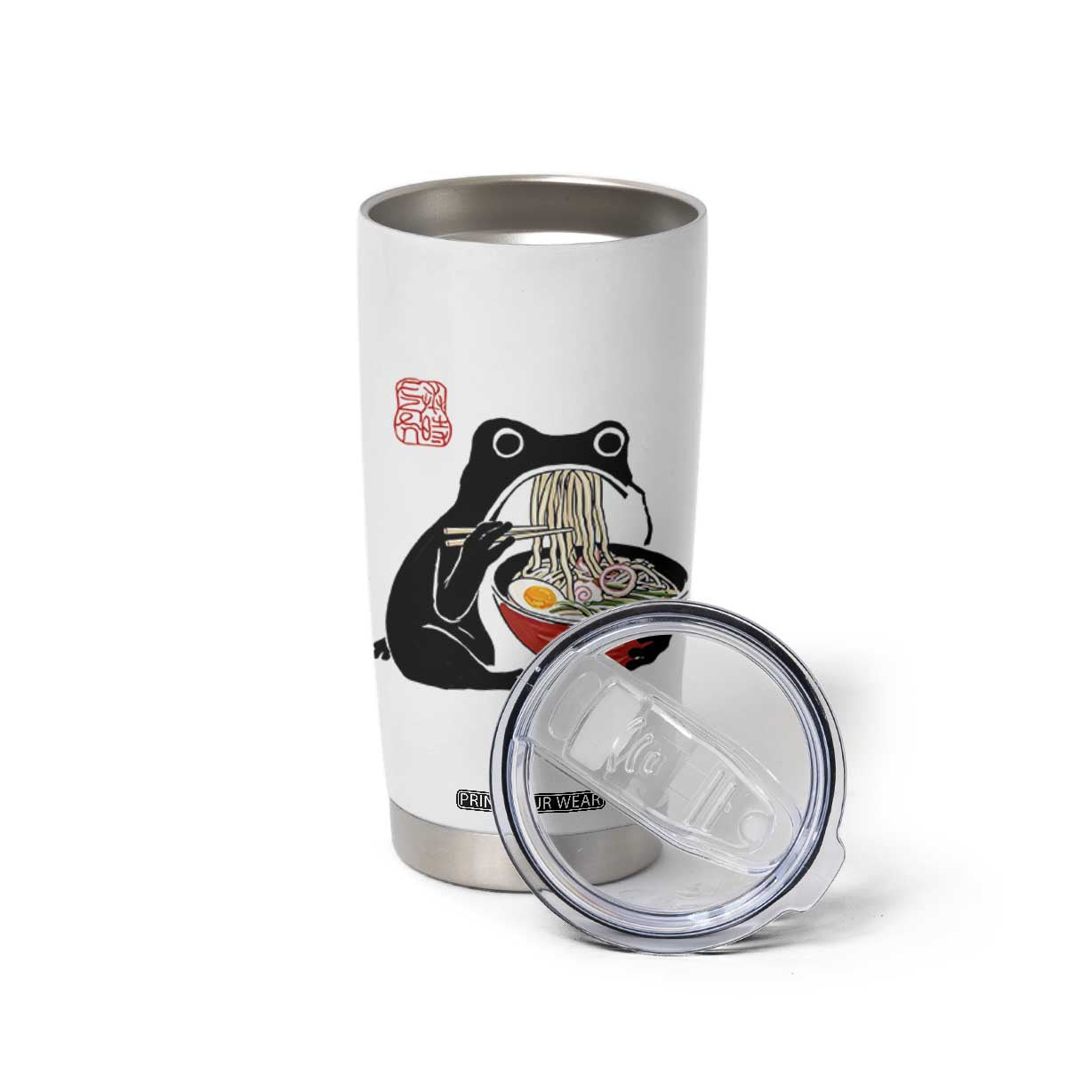 Funny Grumpy Frog Ramen Tumbler Cup Sumi-e Kawaii Ink Painting Japanese TS10 Print Your Wear