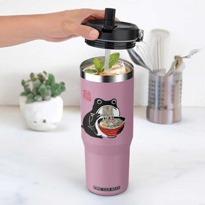 Funny Grumpy Frog Ramen Flip Straw Tumbler Sumi-e Kawaii Ink Painting Japanese TS10 One Size: 30 oz Light Pink Print Your Wear