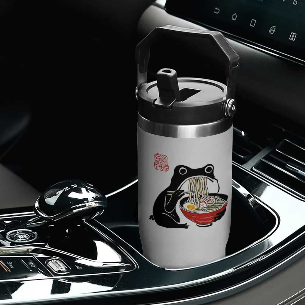 Funny Grumpy Frog Ramen Flip Straw Tumbler Sumi-e Kawaii Ink Painting Japanese TS10 Print Your Wear