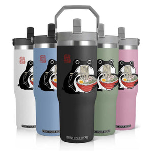 Funny Grumpy Frog Ramen Flip Straw Tumbler Sumi-e Kawaii Ink Painting Japanese TS10 Print Your Wear