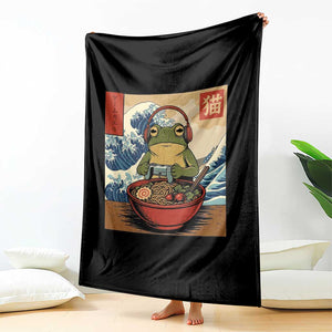 Cute Kawaii Gamer Frog Ramen Throw Blanket Retro Japanese Funny Cat Gaming TS10 Print Your Wear