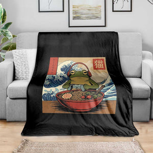 Cute Kawaii Gamer Frog Ramen Throw Blanket Retro Japanese Funny Cat Gaming TS10 Print Your Wear