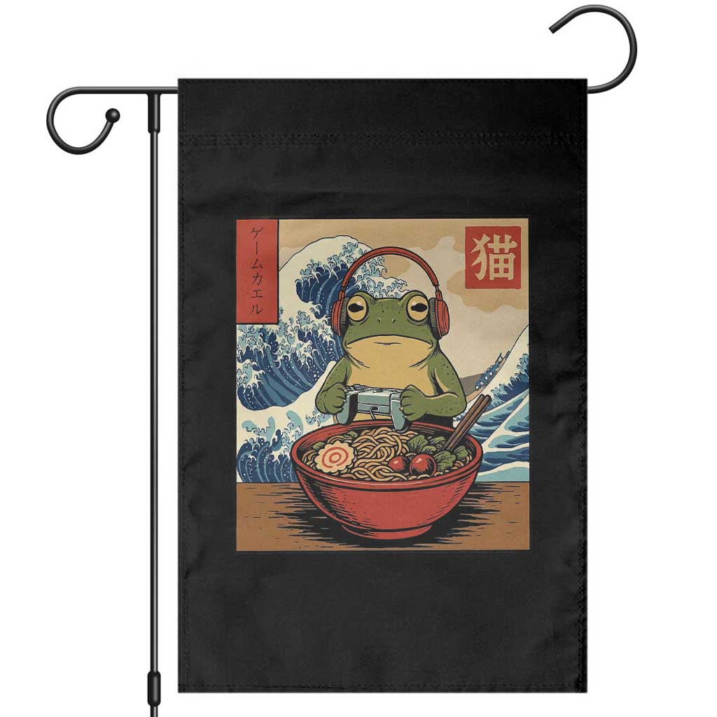Cute Kawaii Gamer Frog Ramen Garden Flag Retro Japanese Funny Cat Gaming TS10 Black Print Your Wear