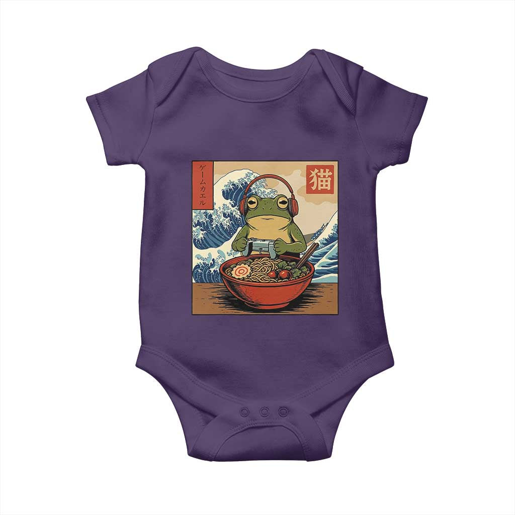 Cute Kawaii Gamer Frog Ramen Baby Onesie Retro Japanese Funny Cat Gaming TS10 Purple Print Your Wear