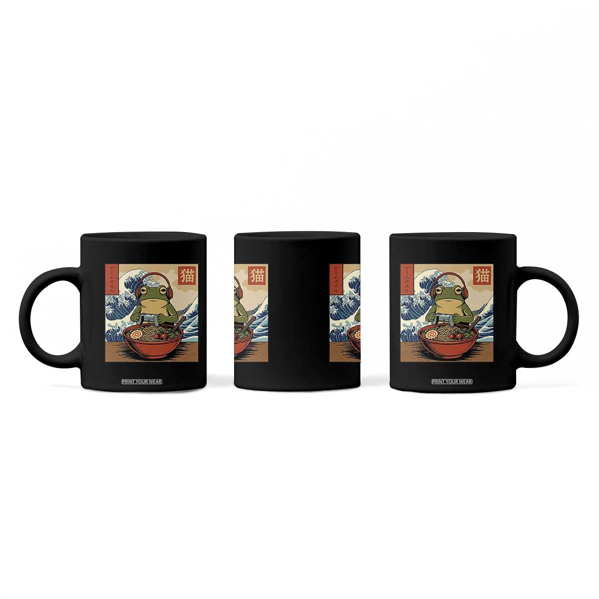 Cute Kawaii Gamer Frog Ramen Coffee Mug Retro Japanese Funny Cat Gaming TS10 Print Your Wear