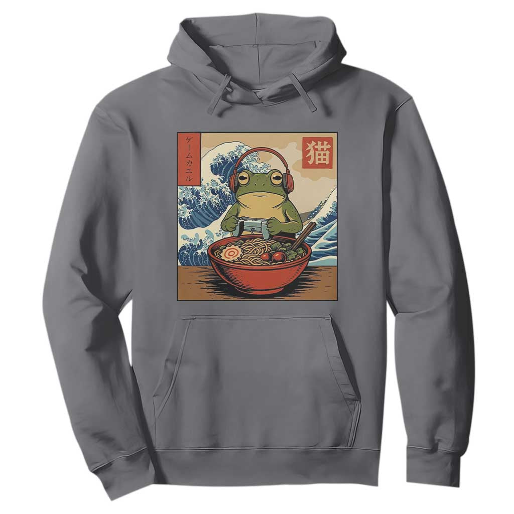 Cute Kawaii Gamer Frog Ramen Hoodie Retro Japanese Funny Cat Gaming TS10 Charcoal Print Your Wear