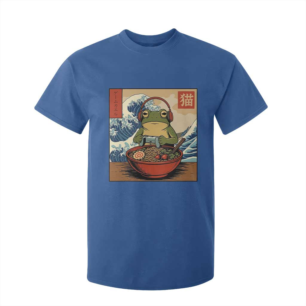 Cute Kawaii Gamer Frog Ramen T Shirt For Kid Retro Japanese Funny Cat Gaming TS10 Royal Blue Print Your Wear