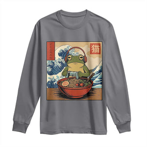 Cute Kawaii Gamer Frog Ramen Long Sleeve Shirt Retro Japanese Funny Cat Gaming TS10 Charcoal Print Your Wear