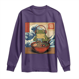 Cute Kawaii Gamer Frog Ramen Long Sleeve Shirt Retro Japanese Funny Cat Gaming TS10 Purple Print Your Wear