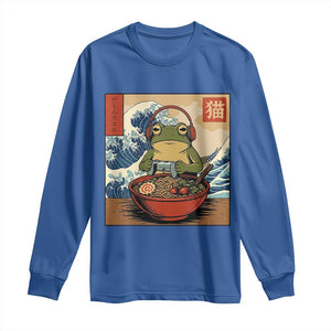 Cute Kawaii Gamer Frog Ramen Long Sleeve Shirt Retro Japanese Funny Cat Gaming TS10 Royal Blue Print Your Wear