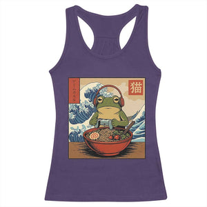 Cute Kawaii Gamer Frog Ramen Racerback Tank Top Retro Japanese Funny Cat Gaming TS10 Purple Print Your Wear