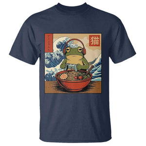 Cute Kawaii Gamer Frog Ramen T Shirt Retro Japanese Funny Cat Gaming TS10 Navy Print Your Wear