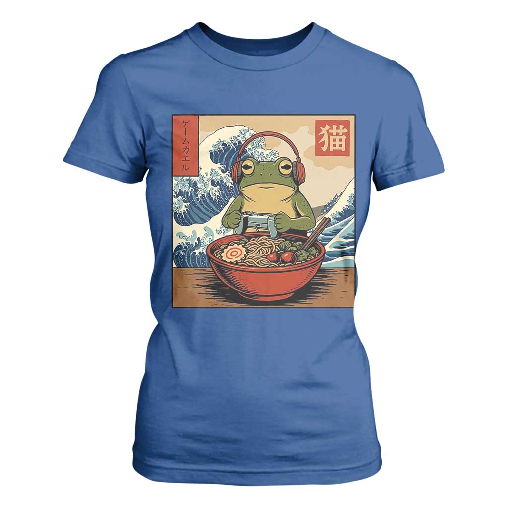 Cute Kawaii Gamer Frog Ramen T Shirt For Women Retro Japanese Funny Cat Gaming TS10 Royal Blue Print Your Wear