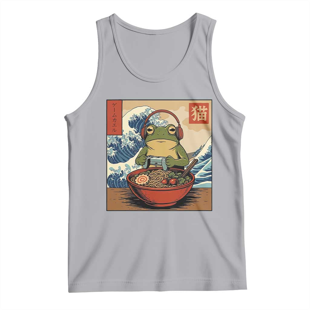 Cute Kawaii Gamer Frog Ramen Tank Top Retro Japanese Funny Cat Gaming TS10 Athletic Heather Print Your Wear
