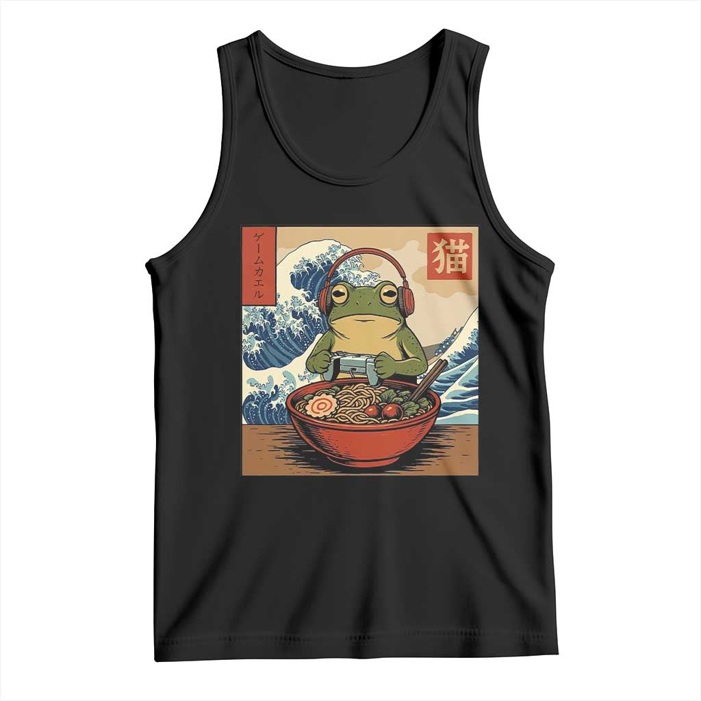 Cute Kawaii Gamer Frog Ramen Tank Top Retro Japanese Funny Cat Gaming TS10 Black Print Your Wear