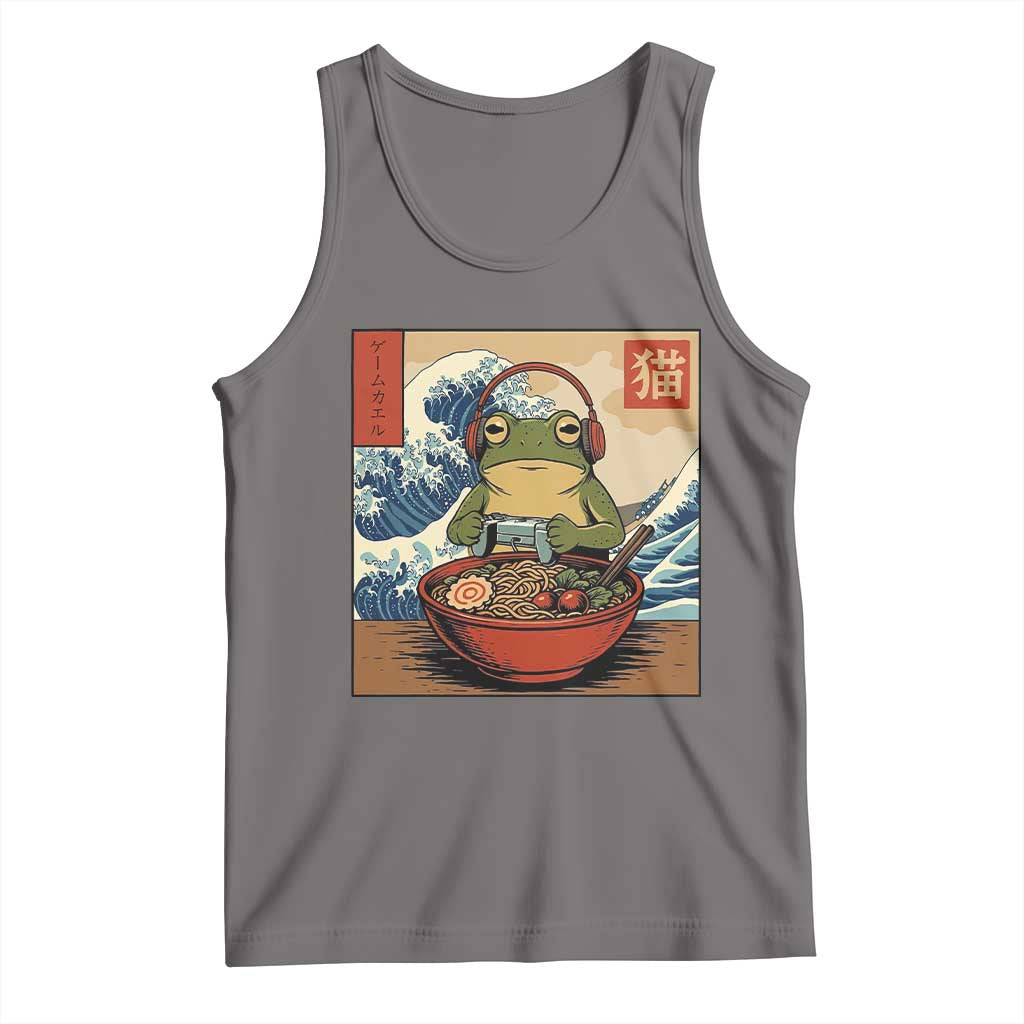 Cute Kawaii Gamer Frog Ramen Tank Top Retro Japanese Funny Cat Gaming TS10 Deep Heather Print Your Wear