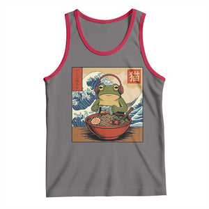 Cute Kawaii Gamer Frog Ramen Tank Top Retro Japanese Funny Cat Gaming TS10 Deep Heather Red Print Your Wear