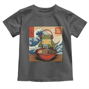 Cute Kawaii Gamer Frog Ramen Toddler T Shirt Retro Japanese Funny Cat Gaming TS10 Dark Heather Print Your Wear