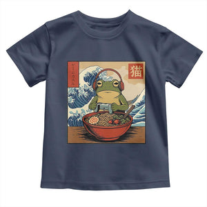 Cute Kawaii Gamer Frog Ramen Toddler T Shirt Retro Japanese Funny Cat Gaming TS10 Navy Print Your Wear