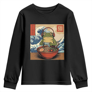 Cute Kawaii Gamer Frog Ramen Youth Sweatshirt Retro Japanese Funny Cat Gaming TS10 Black Print Your Wear