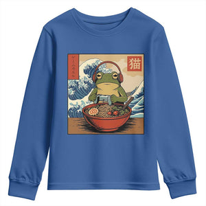 Cute Kawaii Gamer Frog Ramen Youth Sweatshirt Retro Japanese Funny Cat Gaming TS10 Royal Blue Print Your Wear