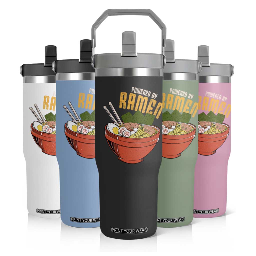 Powered by Ramen Flip Straw Tumbler Japanese Love Anime Noodles TS10 Print Your Wear