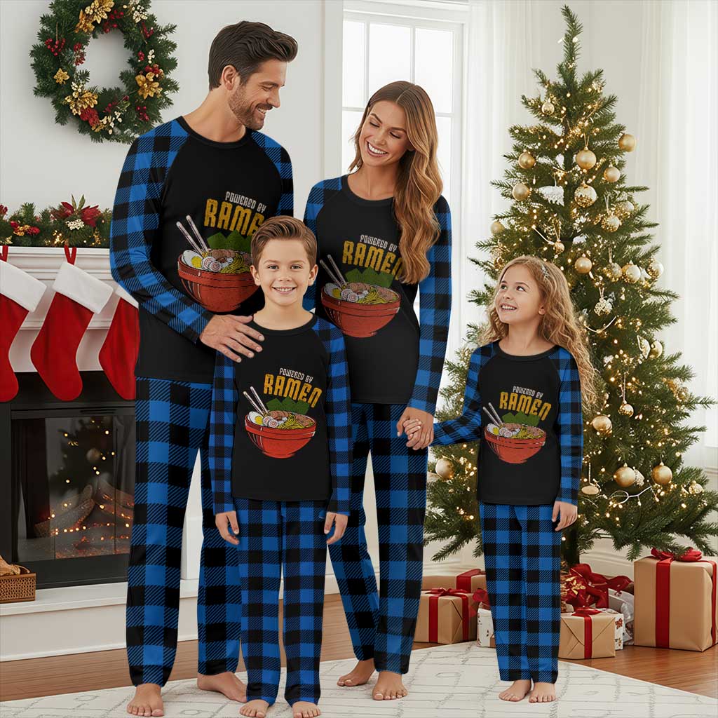 Powered by Ramen Plaid Pajama Set Japanese Love Anime Noodles TS10 Blue Plaid Print Your Wear