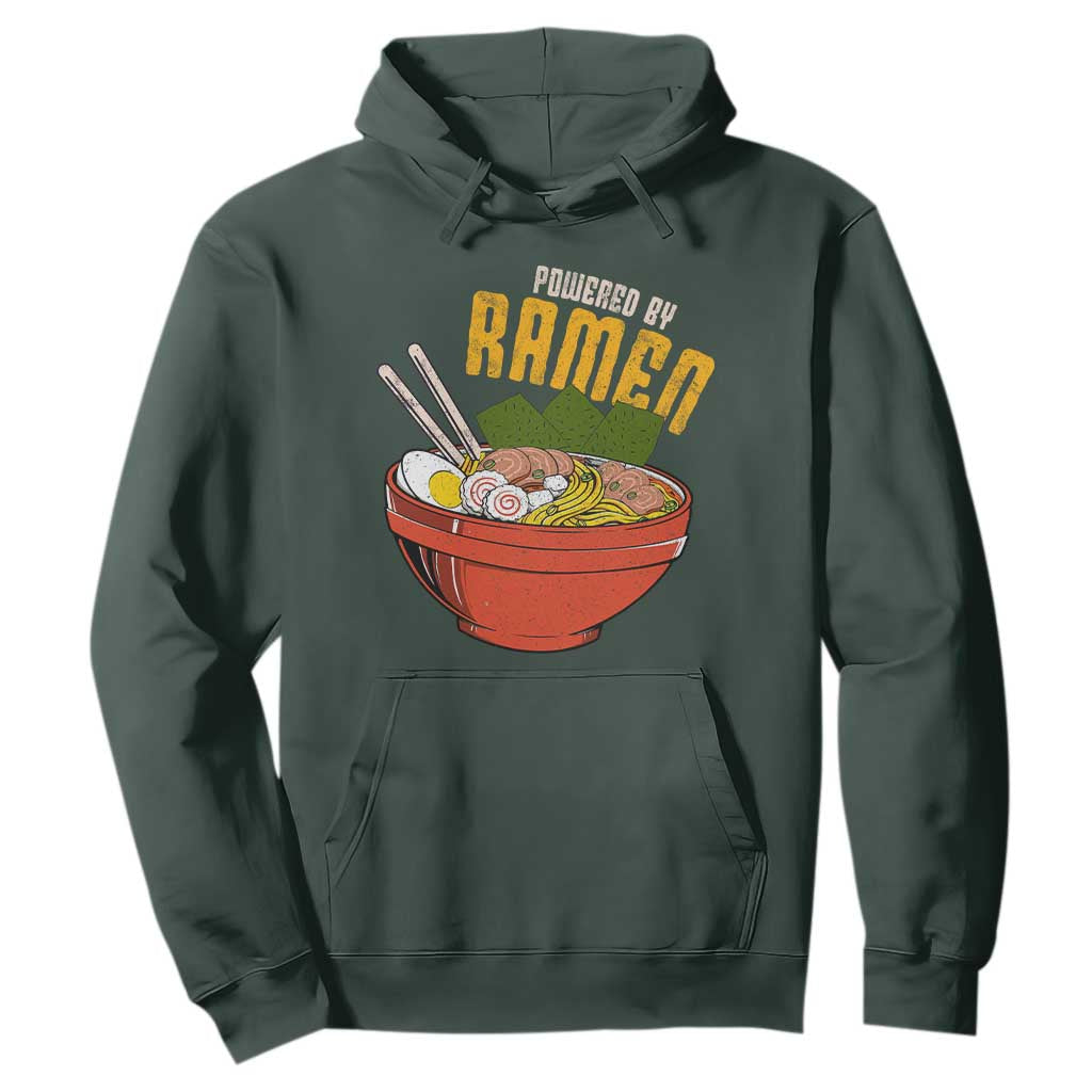Powered by Ramen Hoodie Japanese Love Anime Noodles TS10 Dark Forest Green Print Your Wear