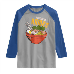 Powered by Ramen Raglan Shirt Japanese Love Anime Noodles TS10 Sport Gray Royal Print Your Wear