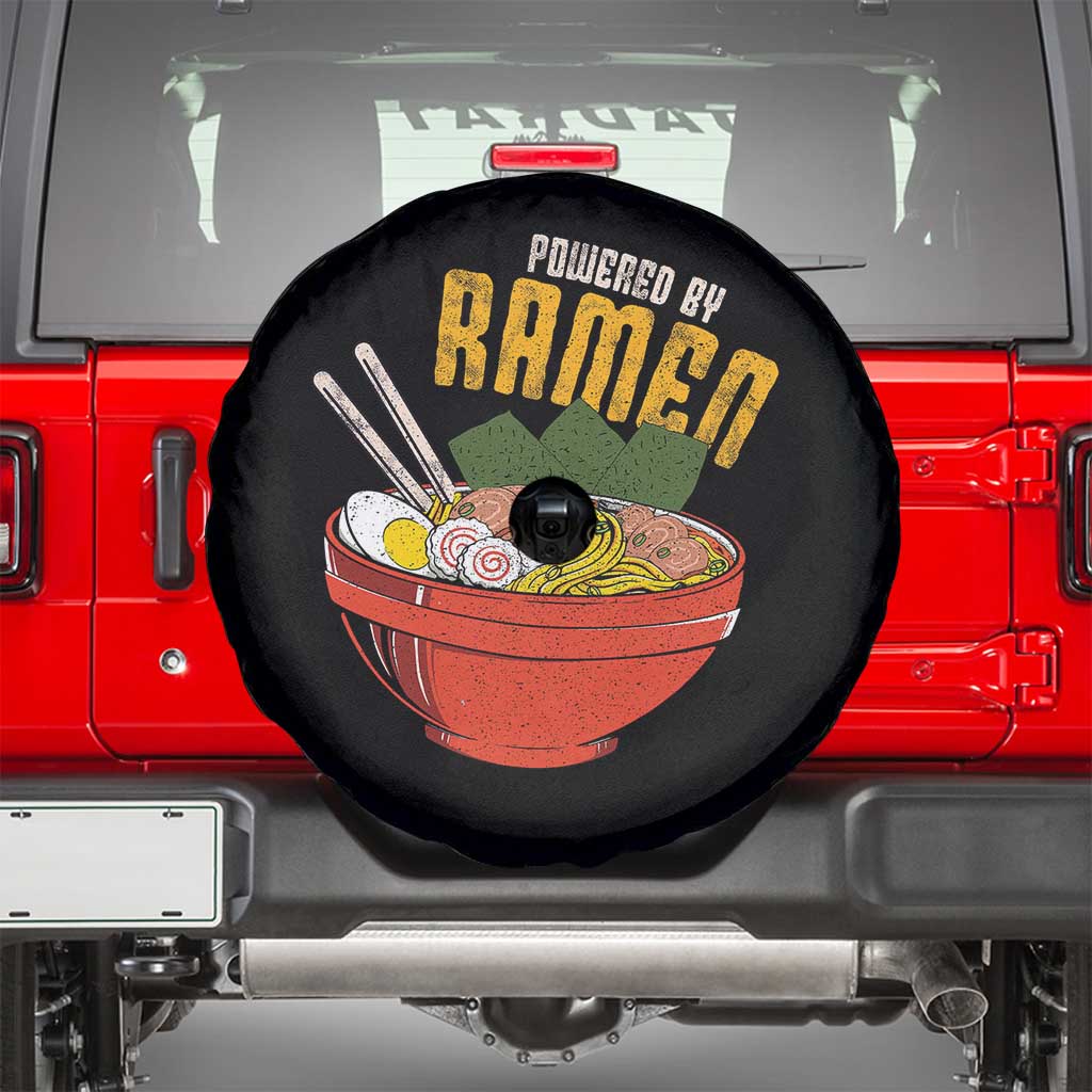 Powered by Ramen Spare Tire Cover Japanese Love Anime Noodles TS10 Black Print Your Wear
