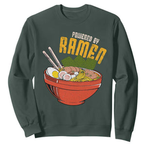 Powered by Ramen Sweatshirt Japanese Love Anime Noodles TS10 Dark Forest Green Print Your Wear