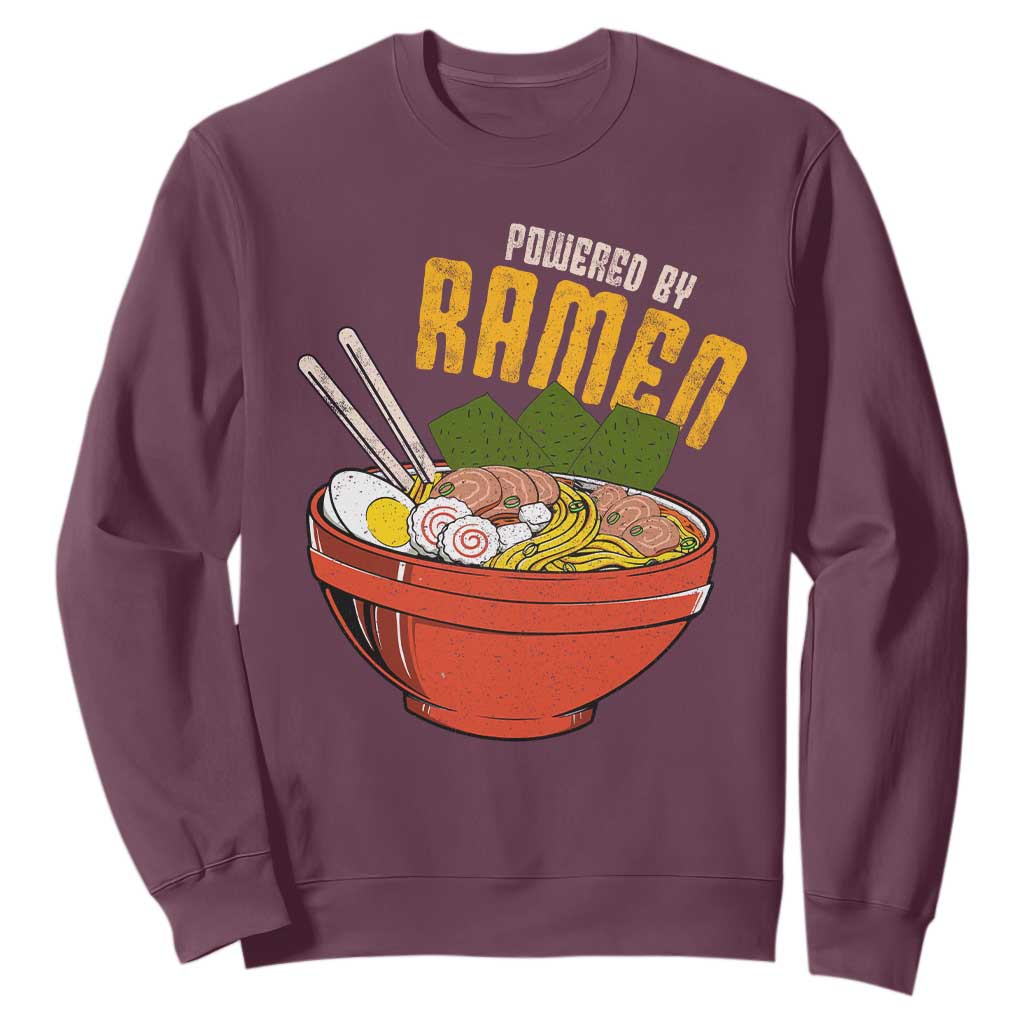 Powered by Ramen Sweatshirt Japanese Love Anime Noodles TS10 Maroon Print Your Wear