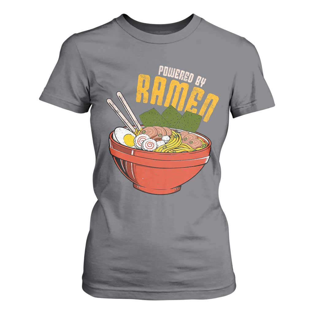 Powered by Ramen T Shirt For Women Japanese Love Anime Noodles TS10 Charcoal Print Your Wear