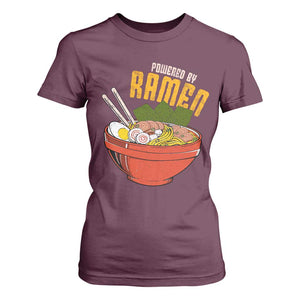 Powered by Ramen T Shirt For Women Japanese Love Anime Noodles TS10 Maroon Print Your Wear