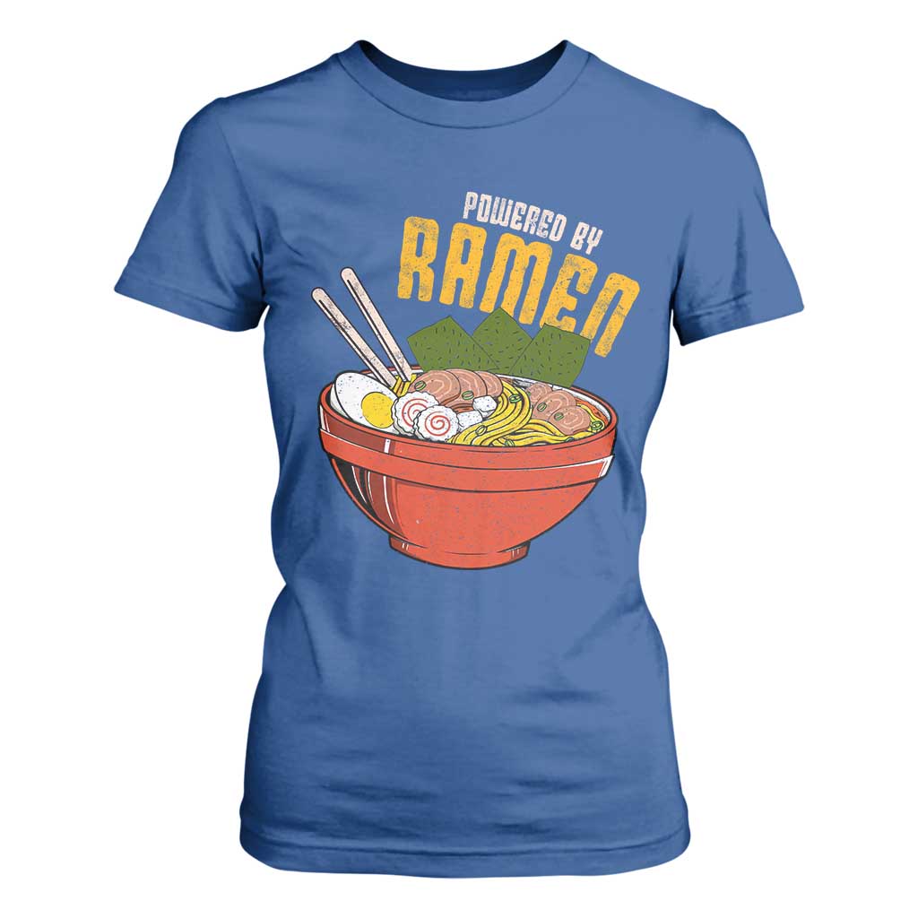 Powered by Ramen T Shirt For Women Japanese Love Anime Noodles TS10 Royal Blue Print Your Wear