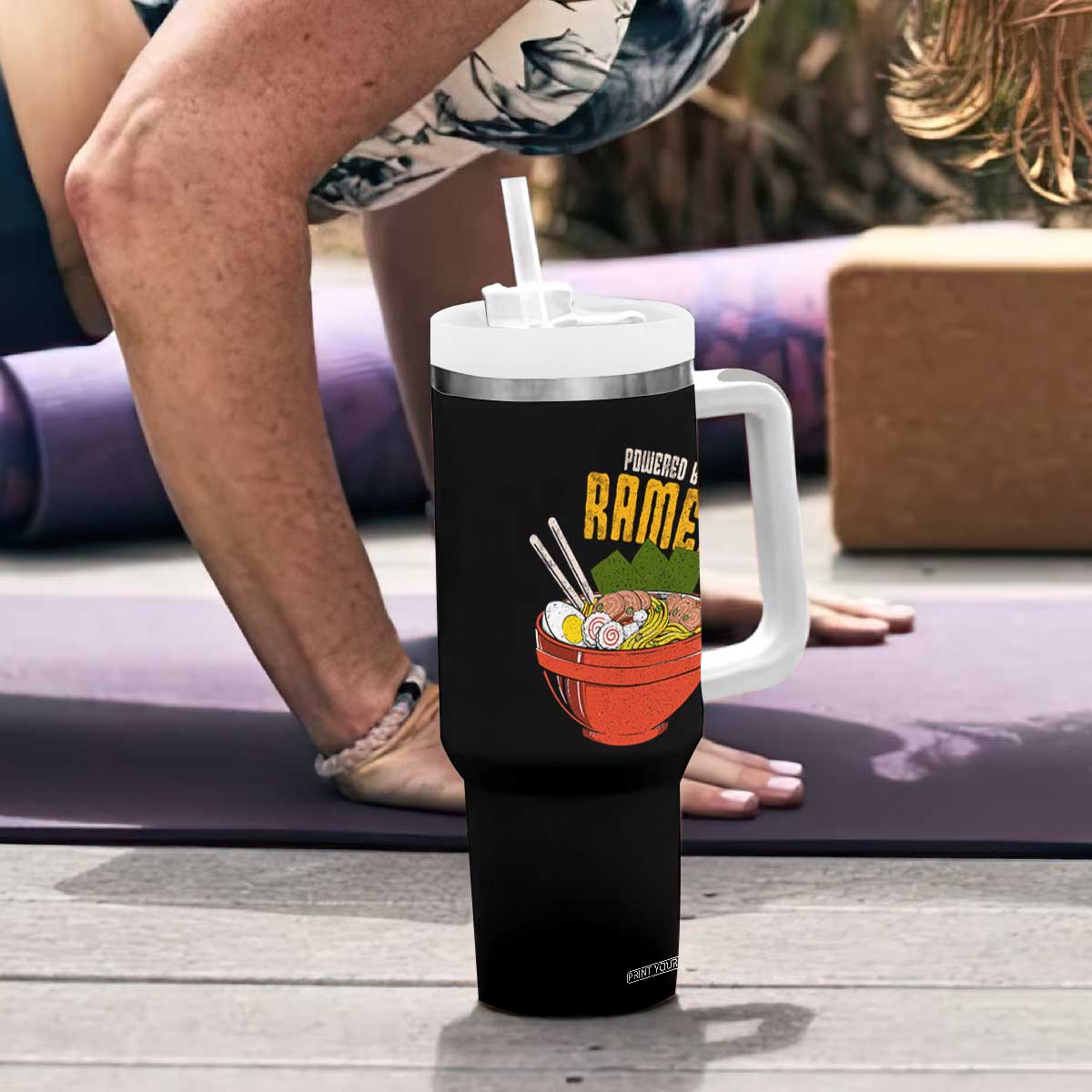 Powered by Ramen Tumbler With Handle Japanese Love Anime Noodles TS10 Print Your Wear