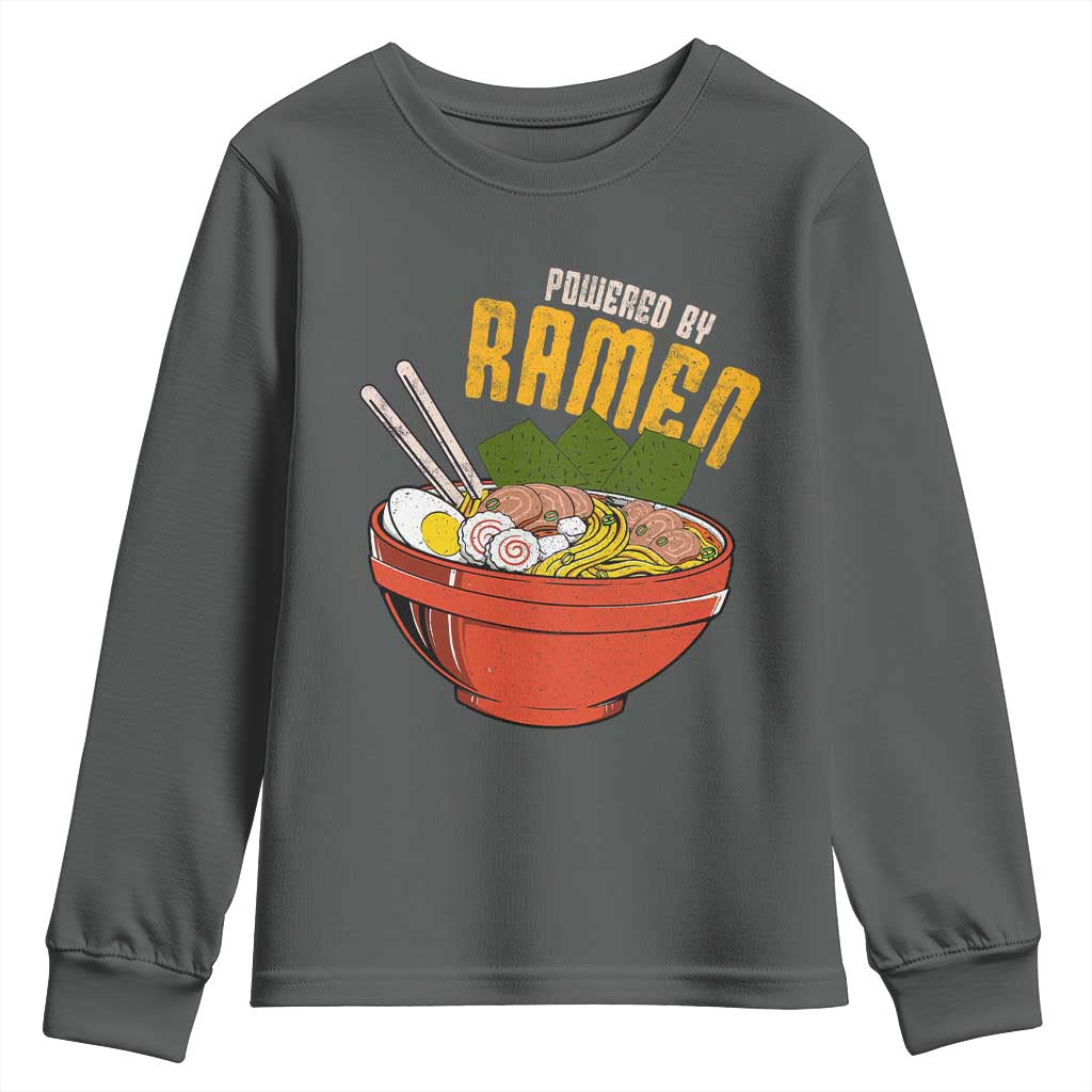 Powered by Ramen Youth Sweatshirt Japanese Love Anime Noodles TS10 Dark Heather Print Your Wear