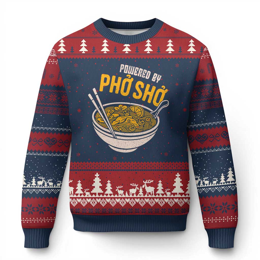 Vietnamese Pho Ugly Christmas Sweater Funny Vietnam Foodie Food Humor TS10 Navy Red Print Your Wear
