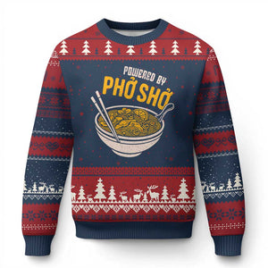 Vietnamese Pho Ugly Christmas Sweater Funny Vietnam Foodie Food Humor TS10 Navy Red Print Your Wear