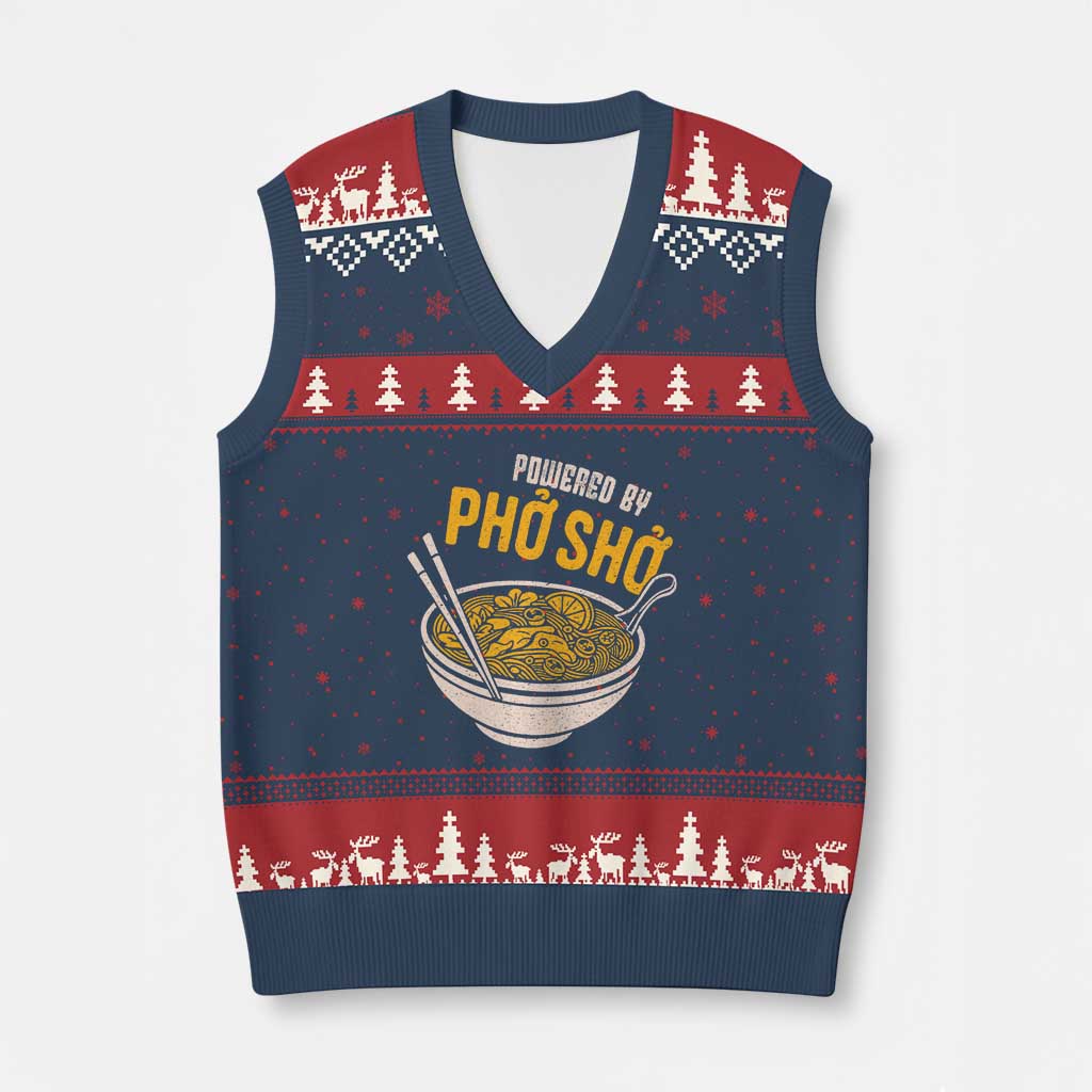 Vietnamese Pho V-Neck Knit Sweater Vest Funny Vietnam Foodie Food Humor TS10 Navy Red Print Your Wear