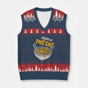 Vietnamese Pho V-Neck Knit Sweater Vest Funny Vietnam Foodie Food Humor TS10 Navy Red Print Your Wear