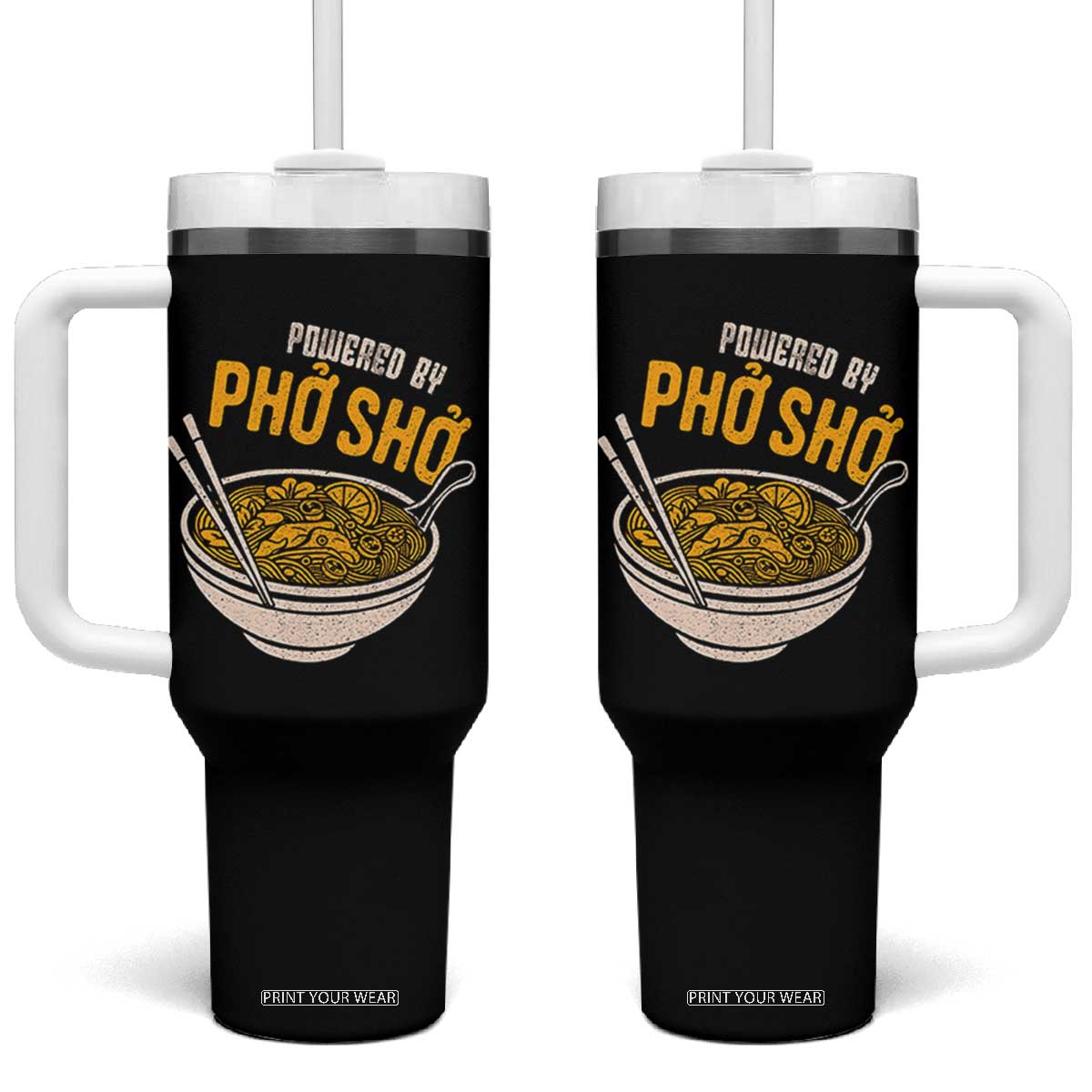 Vietnamese Pho Tumbler With Handle Funny Vietnam Foodie Food Humor TS10 One Size: 40 oz Black Print Your Wear