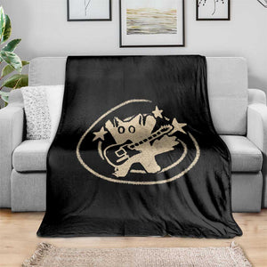 90s Y2K Scary Cat Throw Blanket Scared Under Starry Tail Cat Playing Guitar TS10 Print Your Wear